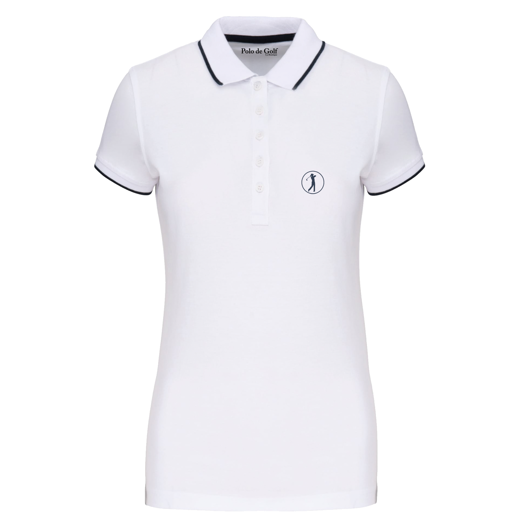 Polo de golf Femme Blanc & Bleu Marine