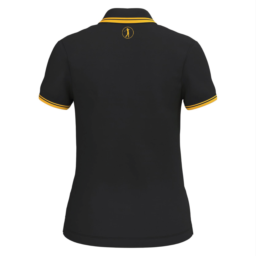 Polo de golf Femme Noir Liserés Jaune