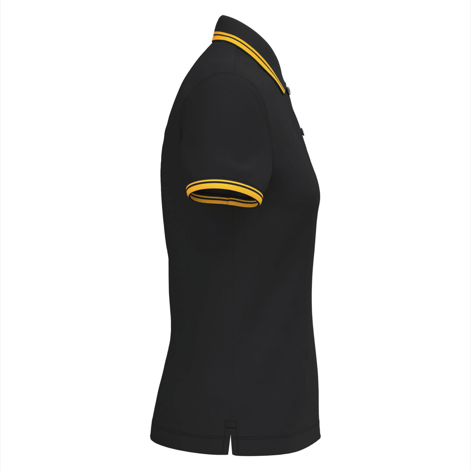Polo de golf Femme Noir Liserés Jaune