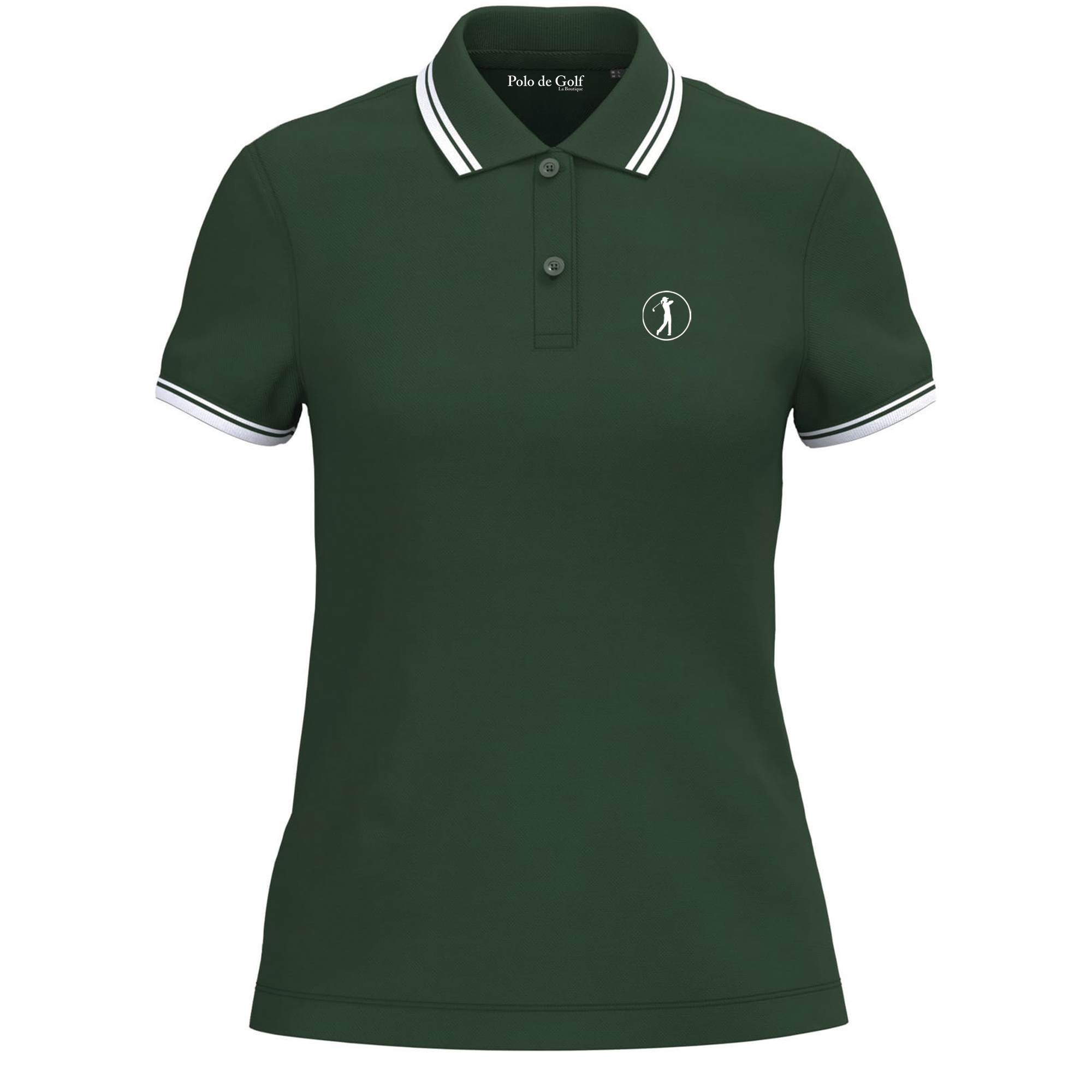 Polo de golf Femme Vert Liserés Blanc